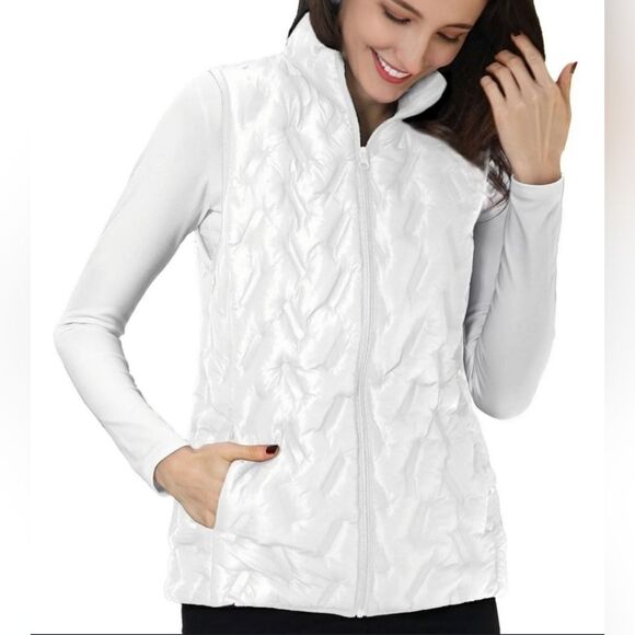 Tangerine quilted puffer vest - Picture 1 of 9